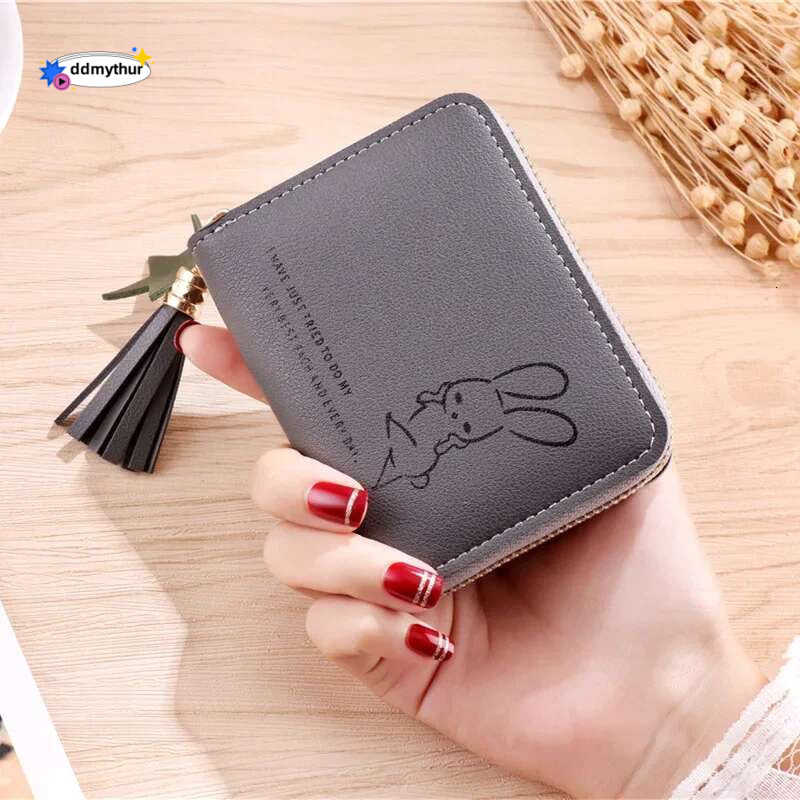 New urious Women's Wallets PU Leather Zipper Small Cute Little Rabbit Pattern Women Mini Girl Coin Purse ddmythur