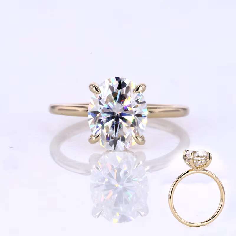 Popular Classic Style Oval Brilliant Cut Moissanite 3ct Oval Moissanite Ring with Hidden halo Ring