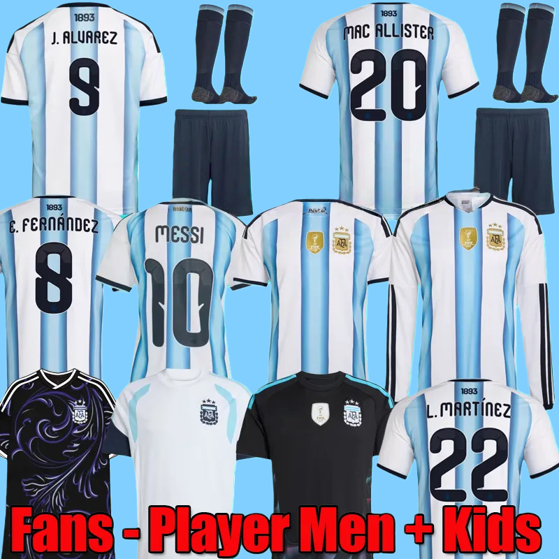 50th anniversary 25-26 Argentina Soccer Jerseys World Cup Long Sleeve MESSIS GARNACHO DE PAUL aRgENTIna National Team MARTINEZ Maradona Footbal Shirts DI Maria Kids