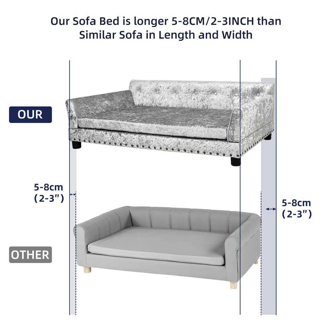 Luxury dog sofa bed with silver Dutch velvet decoration equipped with detachable pads suitable for medium to large dogs X250412