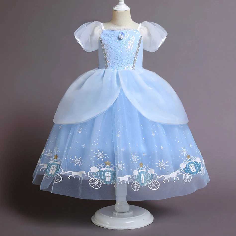 Disney Girl Halloween Cinderella Princess Role Playing Costume Girl Childrens Ball Dress Shining Carnival TUTU Puff Network Costume Birthday GXJ250411
