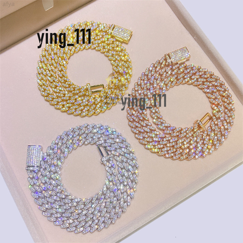 Lowest Price 8mm 1row Round Corner S925 Prong Setting Iced Out Moissanite Diamond Men Cuban Link Chain