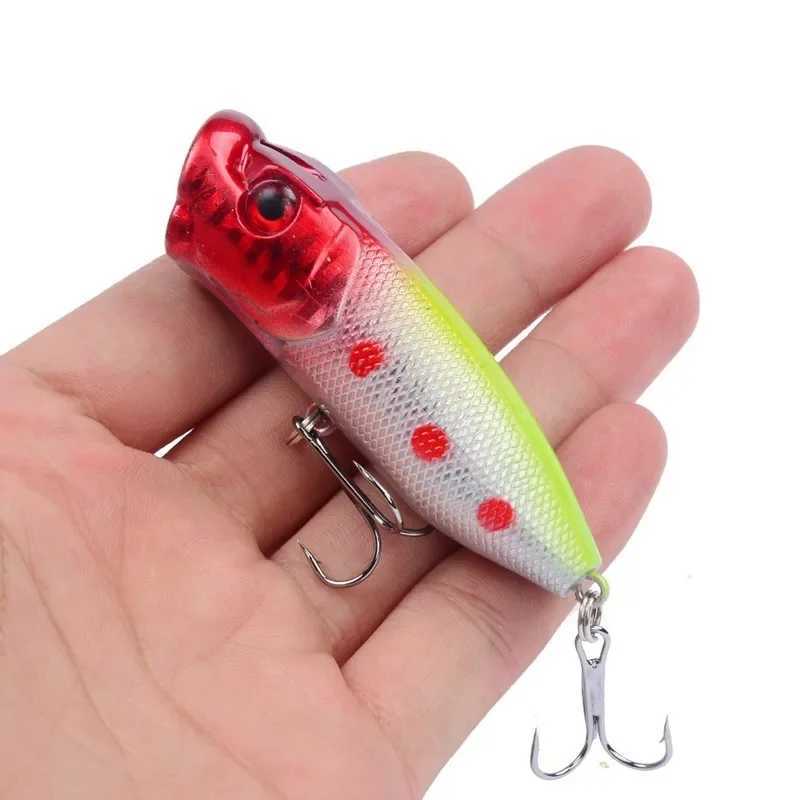 1pcs Fishing Lures Topwater Popper Bait 6.5cm 12g Hard Bait Artificial Wobblers Plastic Fishing Tackle with 6# Hooks Z250411