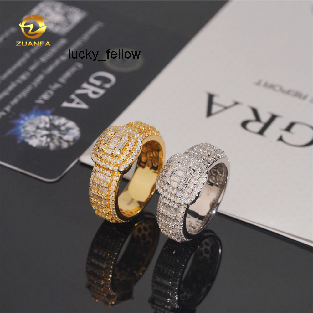 Hot Sale Iced Out Moissanite Men Diamond Rings 925 Silver Hip Hop Ring Pass Diamond Tester Fashion Men Cuban Ring
