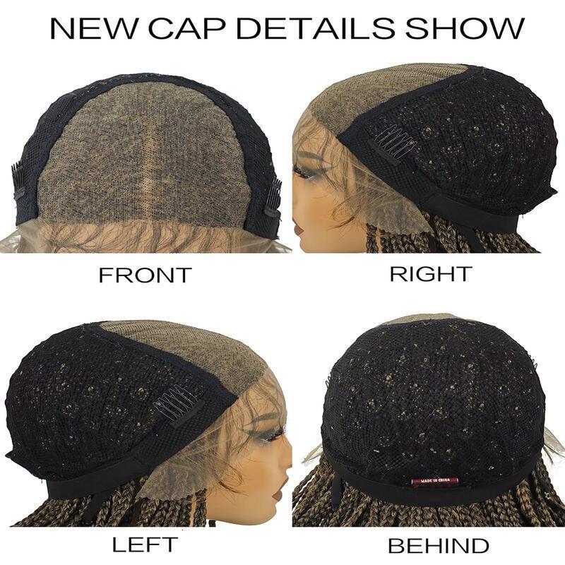 28 inch for Women Full Lace Front Box Black plus light brown Hand Braided Wigs With Baby Hair synthetic wig