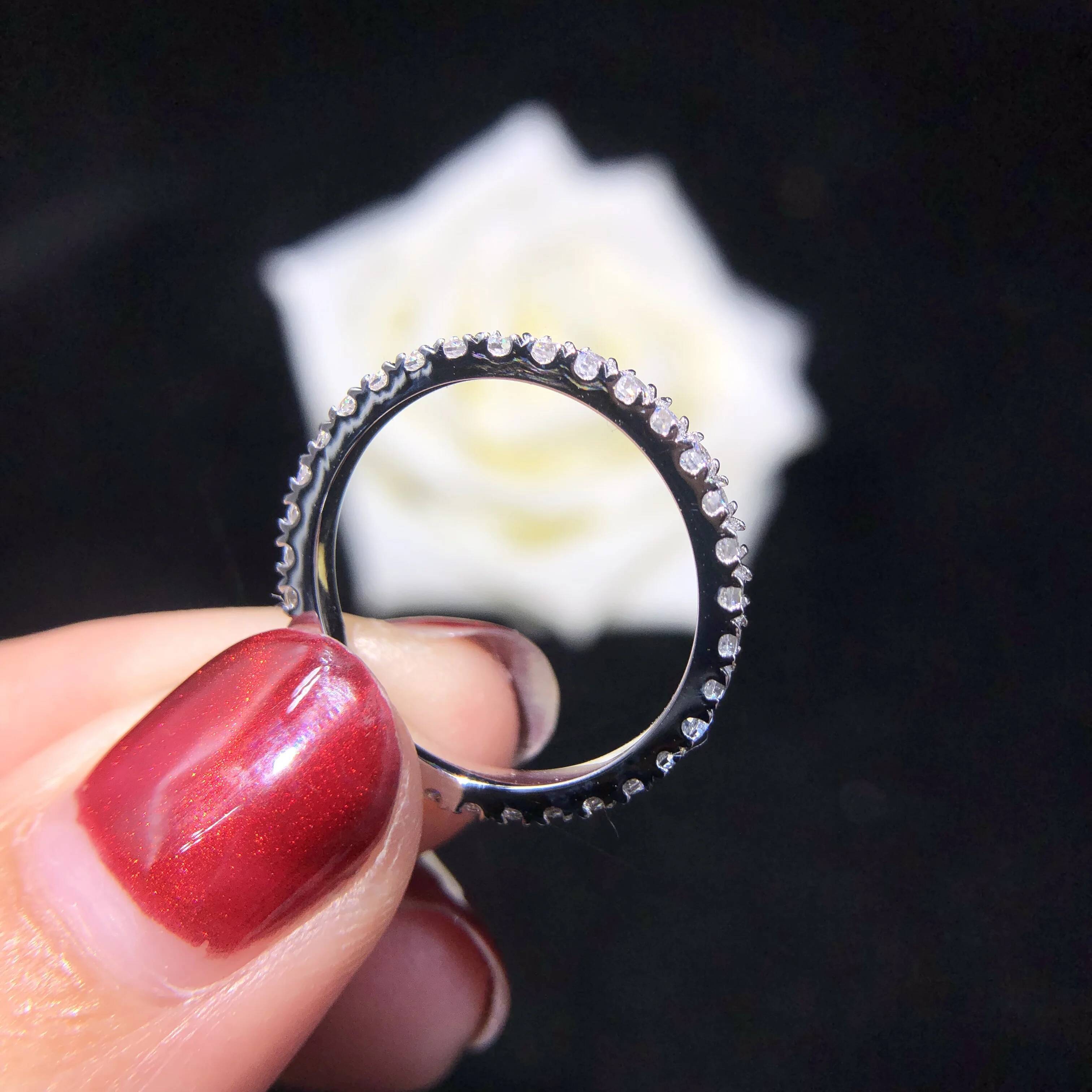 AU750 Wedding Band 055Ctw Full Eternity 16mm Round Cut D VVS1 Moissanite Ring Solid 18K White Gold Ring 042