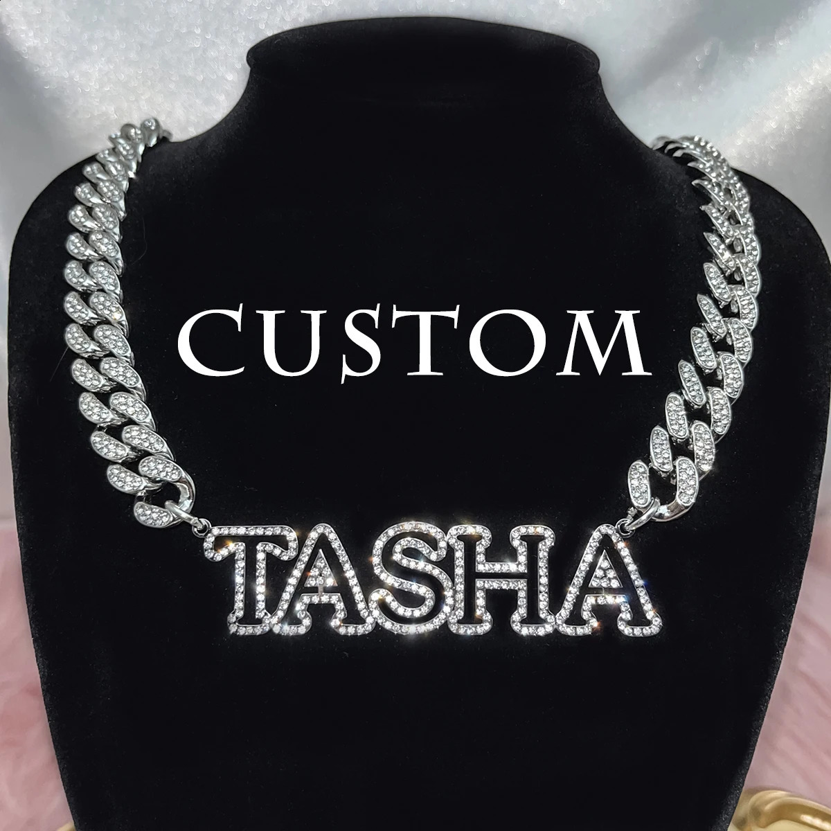 Customized Sparkling Name Necklace Zircon 12mm Miami Cuba Link 3D Hollow Pendant Mens Fathers Day Gift 250410