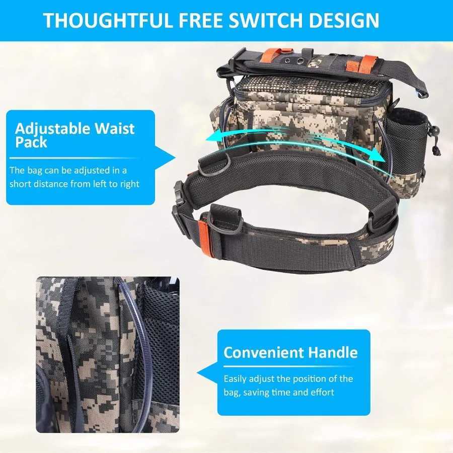 YVLEEN Sling Fishing Tackle Bag - Outdoor Tackle Box - Water-Resistant Waist Bag Cross Body Fly Fishing Sling Pack Z250411