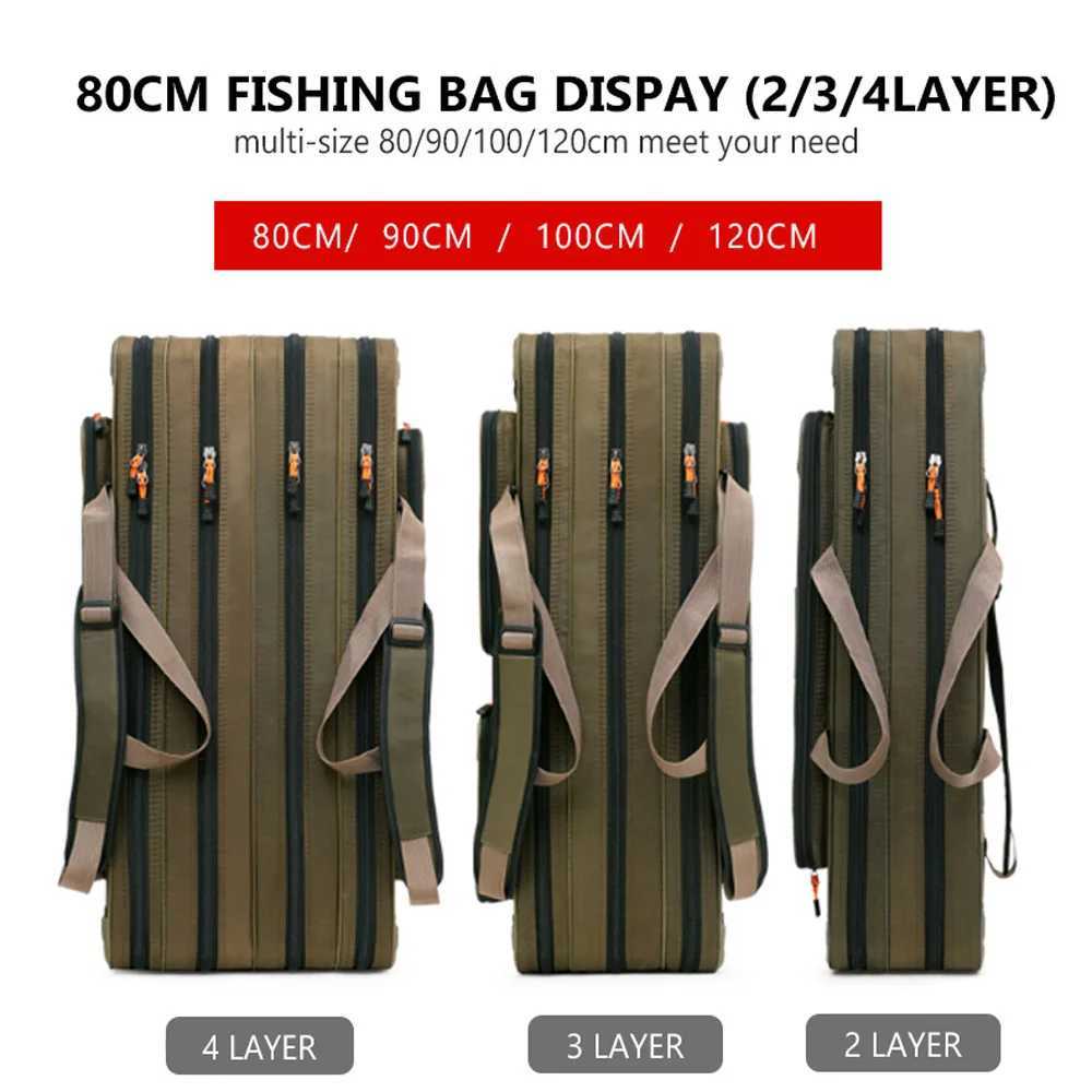 Multifunctional Fishing Rod Tackle Bag 2/3/4 Layers Light Travel Lure Rods Storage Case for Saltwater Freshwater Outdoor Bags Z250411