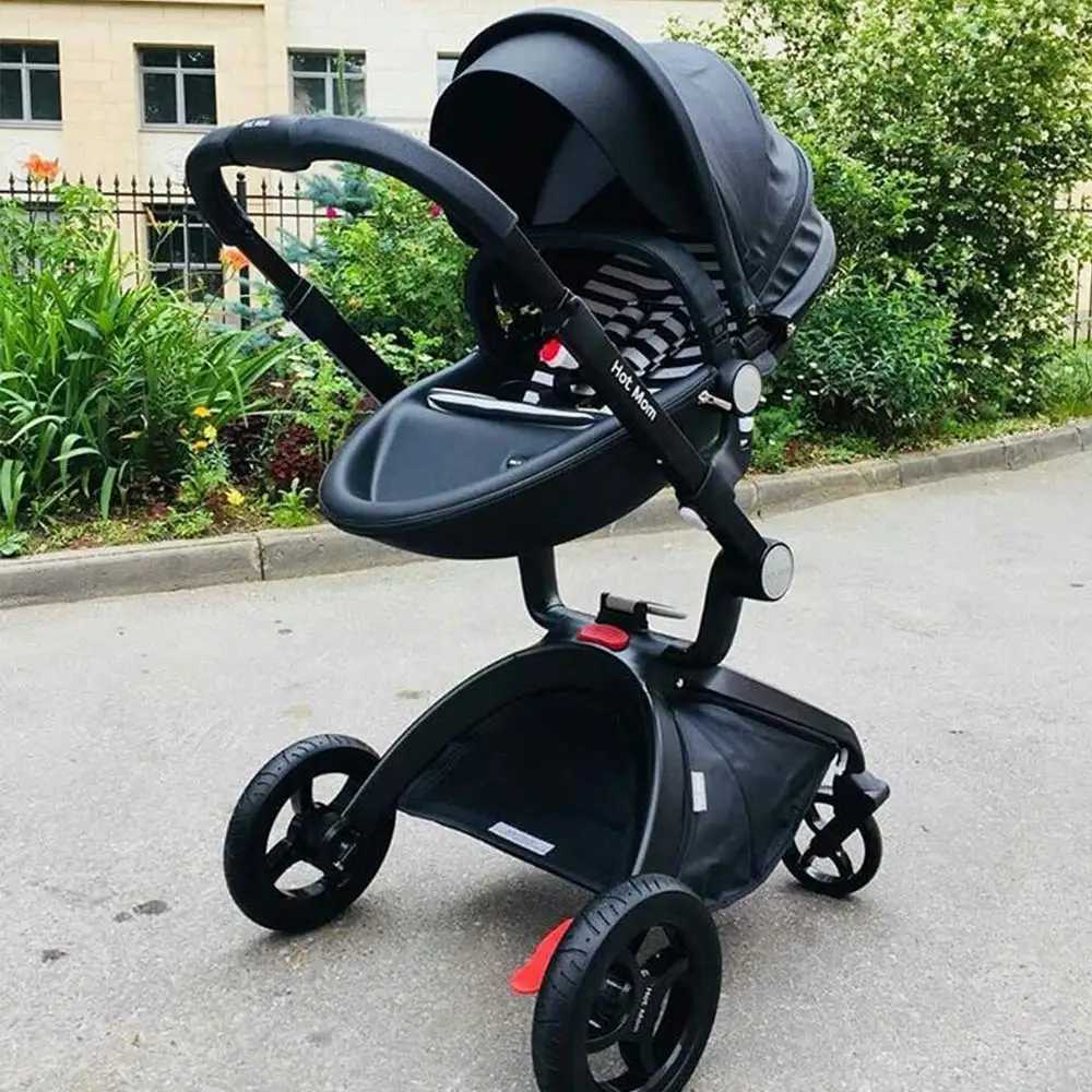 Hot Mom F22 baby stroller 3-in-1 adjustable seat aluminum frame solid rubber tires rain cover mosquito net large storage basket W250411
