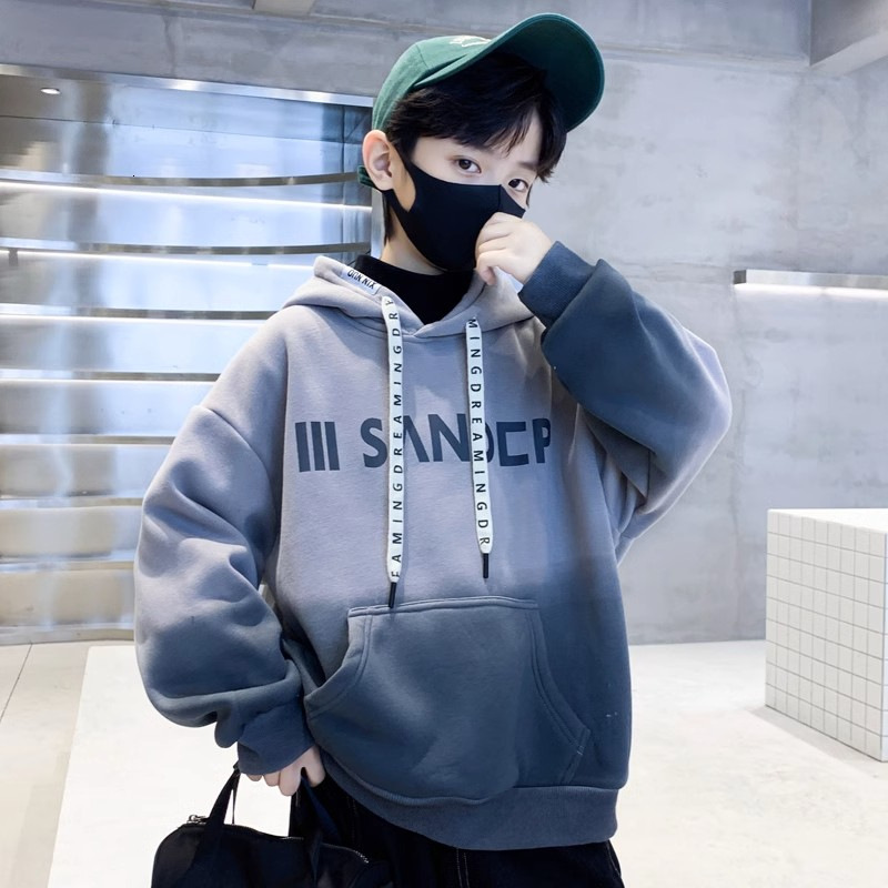 Ddmyshoesvip Boys Stylish Hooded Casual Hoodie Spring Autumn New Fashion Gradient Letter Loose And Versatile Top Long Sleeved