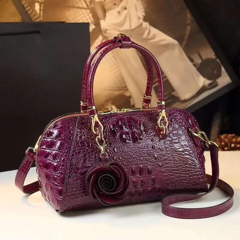 Genuine Leather Crocodile Pattern Women's Handbags Large Capacity Lady Shoulder Messenger Bag Mom Banquet Pillow Bags Fashion