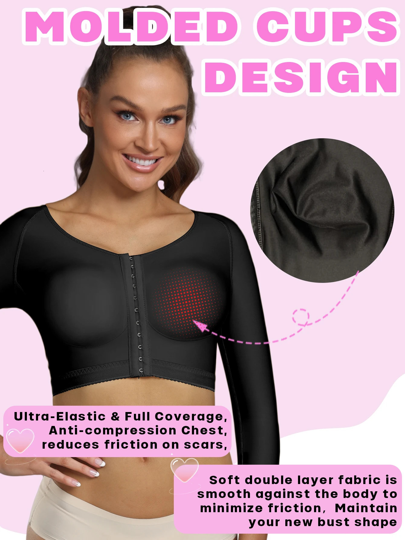 Firm Shaper Bra Women Breast Augmentation Post Op Surgery Long Sleeves Upper Arm Slimming Shapewear Tops Faja 251111