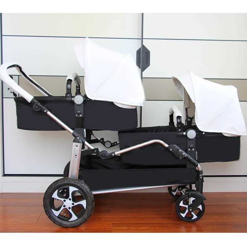New twin baby stroller 2-in-1 foldable PU leather waterproof stroller for two children twin baby stroller 2 W250411