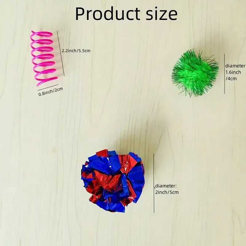 20 Interactive Cat Toys Random Color Set Indoor Cat Interactive Toys Wrinkle Ball Flash Ball Spiral Spring Spring Tube Y250412