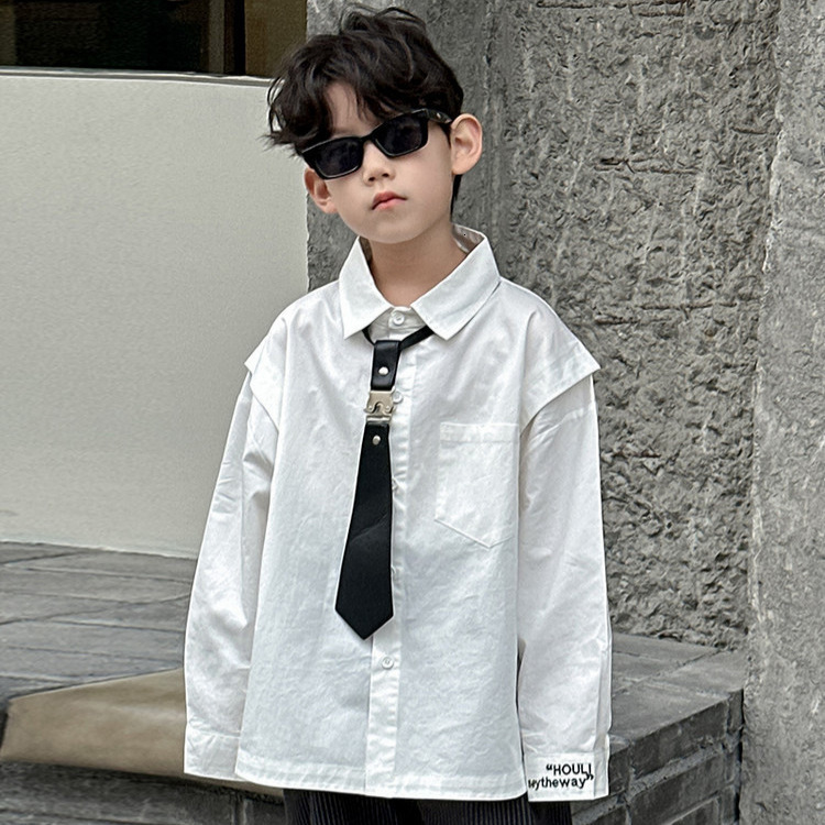 Ddmyshoesvip Boys College Style Shirt New Children S Korean Version Handsome Loose Top Versatile Spring Outfit For Middle Aged And Young Children