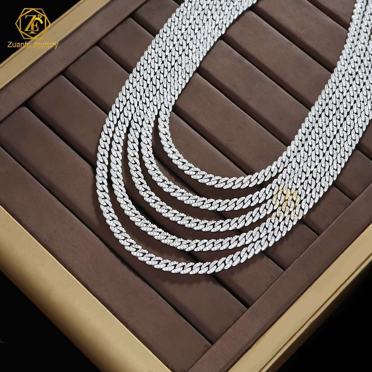 Hot Selling Hiphop Style 925 Silver Cuban Link Chain Bracelet Necklace Iced 15mm D VVS Diamond Moissanite New Trending Product