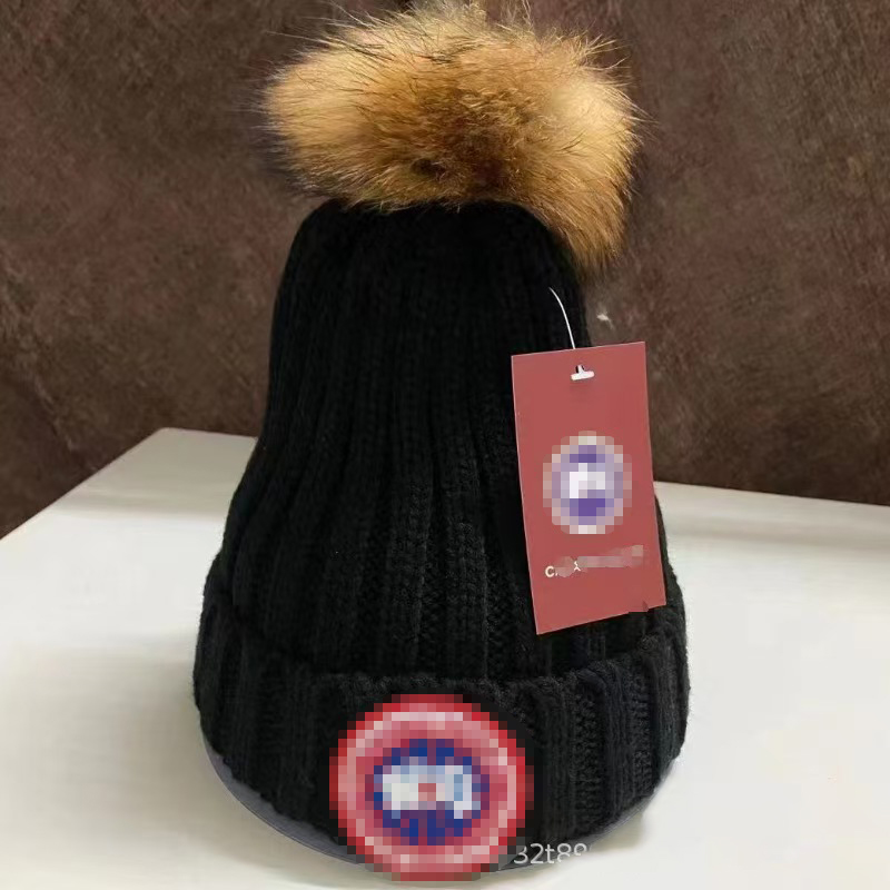 Canada Pom Pom Trendy Beanie hat designer knitted cap True hairy ball ins popular Winter Unisex Men and Women Cashmere Letters Casual Outdoor Bonnet Knitted hats