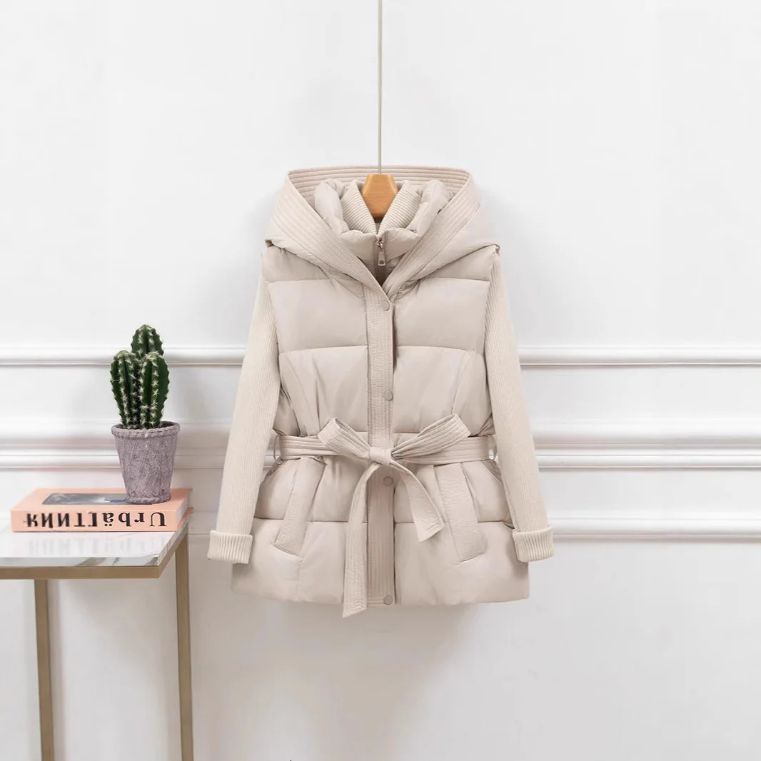 Womens Quilted Puffer Vest Thicken Warm Winter Hooded Coat Solid Color Sleeveless Padded Outwear Cropped Button Zip Up Coat251112