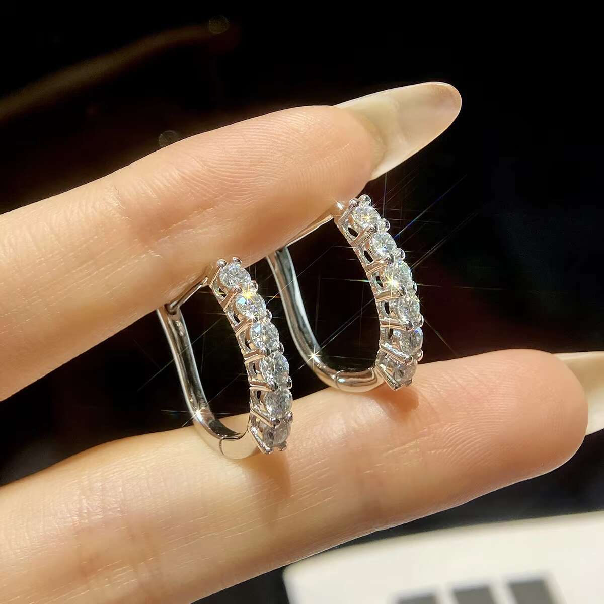 Real Wedding Diamond Moissanite Earrings for Women With GRA Certificate 925 Sterling Silver Huggie Hoop Earring Jewelry
