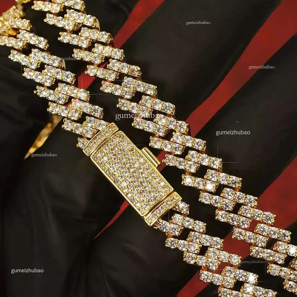 Qianjian 10k Gold Cuban ks Chains 24 Inches 6mm Iced Out Lab Grown Dias Necklace