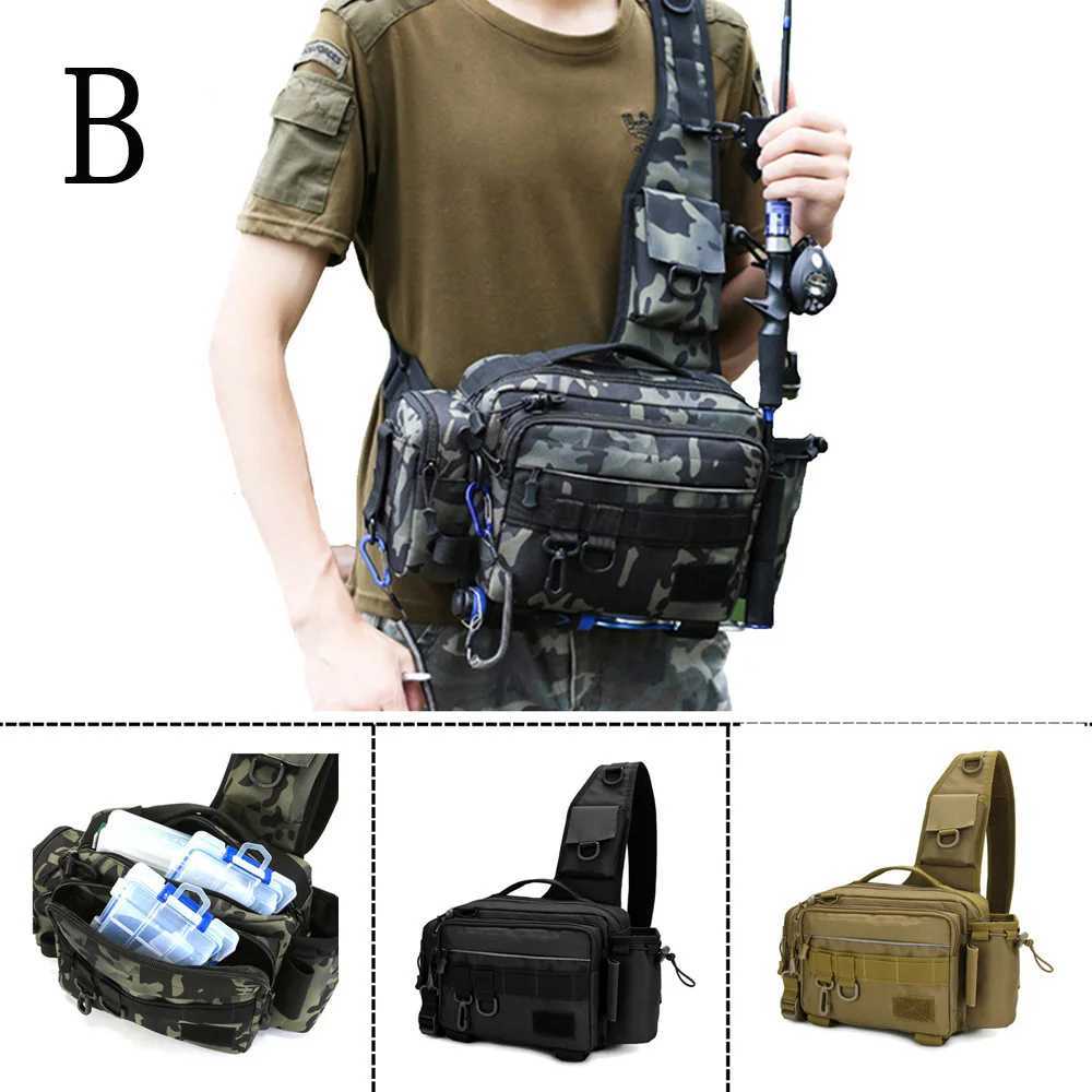 Multifunctional Fishing Tackle Bag for Lure Box Rod Reel Lures Case Outdoor Portable Outdoor Hiking Camping Pole Waist Bag Gear Z250411