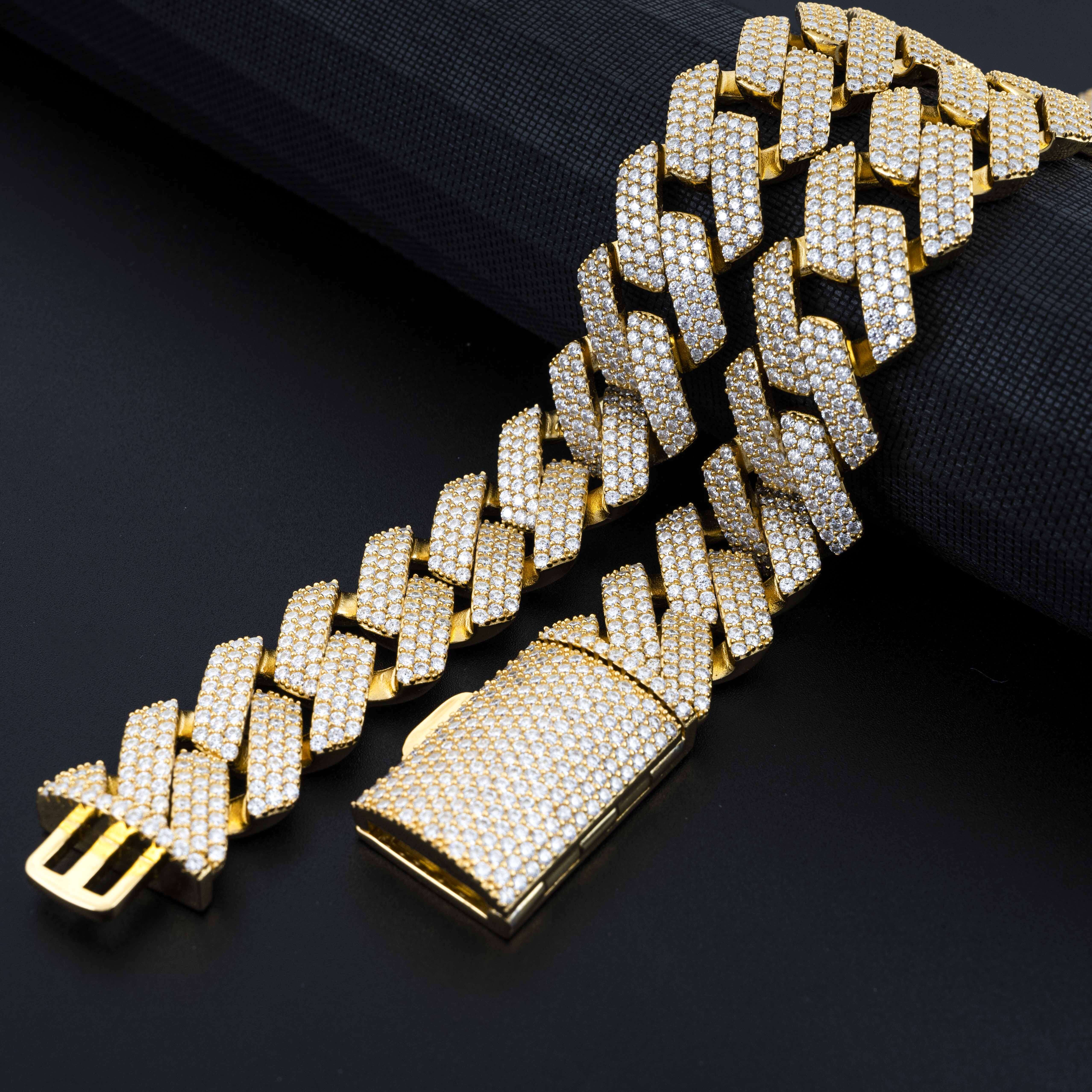 10mm20mm European and American hip-hop full diamond Cuban necklace
