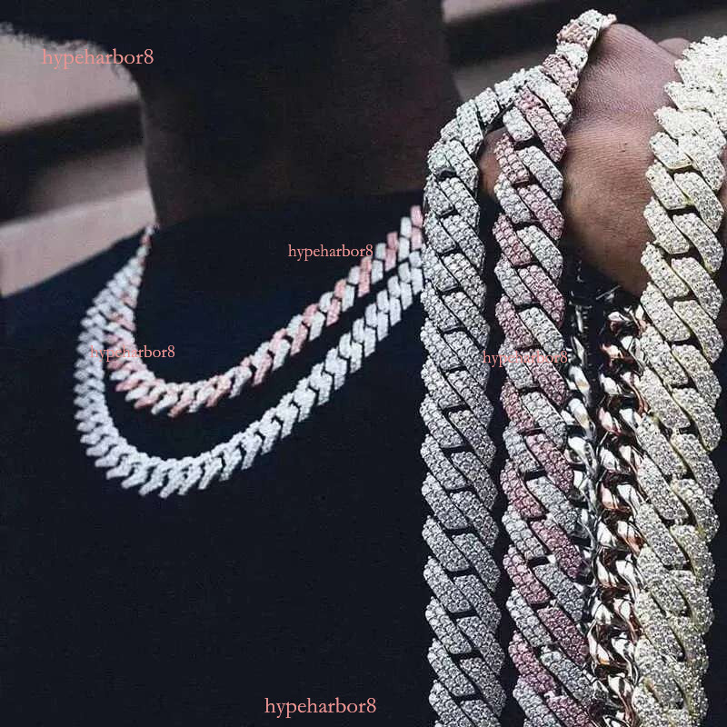 Iced Out Moissanite Chains Mens Hip Hop Jewelry Gold Necklace Bracelet Womens 20mm Miami Cuban k Chain