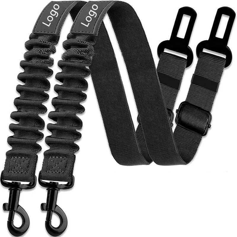 Car dog safety buckle pet thick nylon traction elastic rope retractable car seat belt manufacturer Y250412