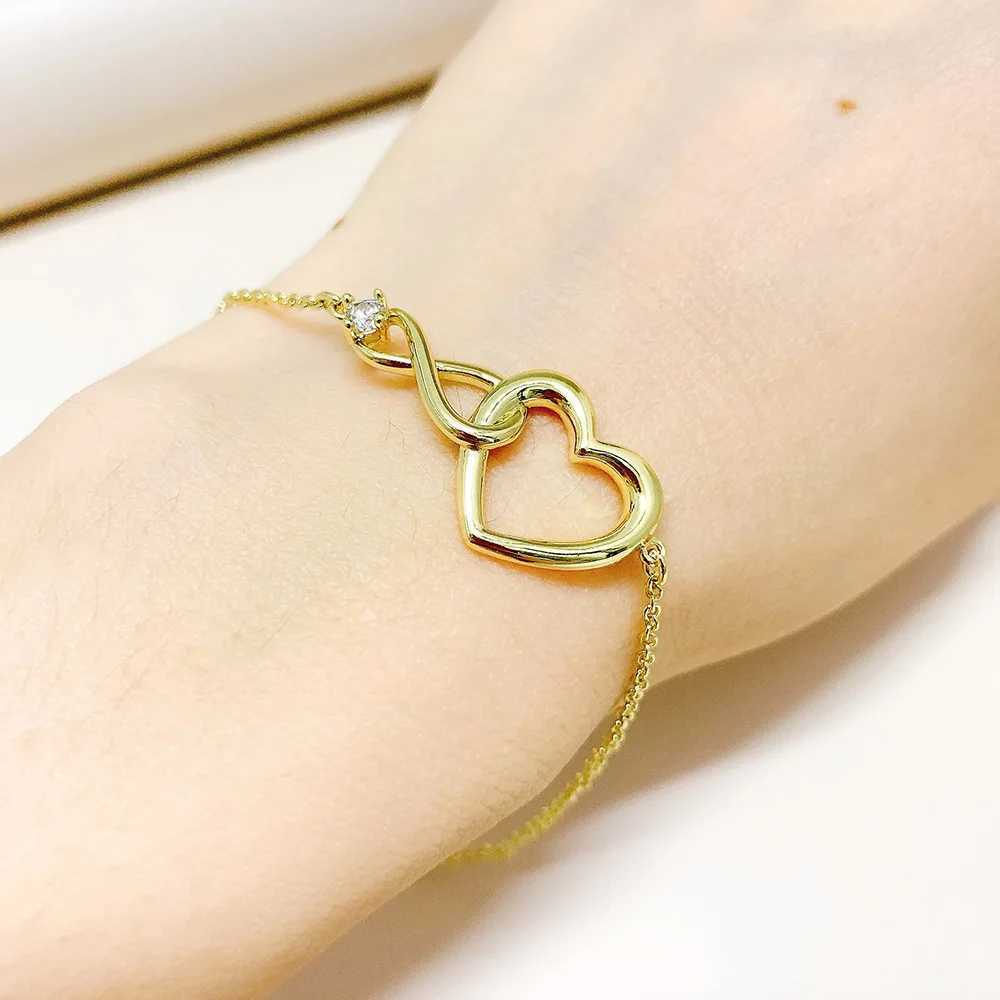 Heart Bracelet for Women Crystal Infinite Love Aesthetic Korean Gold Color Chain Bangles Wedding Accessories Bride Jewelry H058C250411