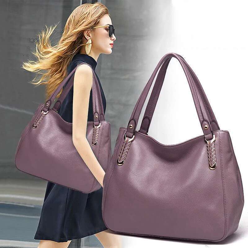 Designer Bag New Women's Tote Bag With Large Capacity And Simple Top Layer Cowhide Handbag