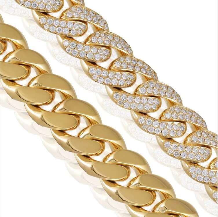 Yu Ying Hip Hop Jewelry 10MM Wide 2Rows 925 Silver Plated Gold Pass Diamond Tester Moissanite Diamond Cuban Chain Bracelet