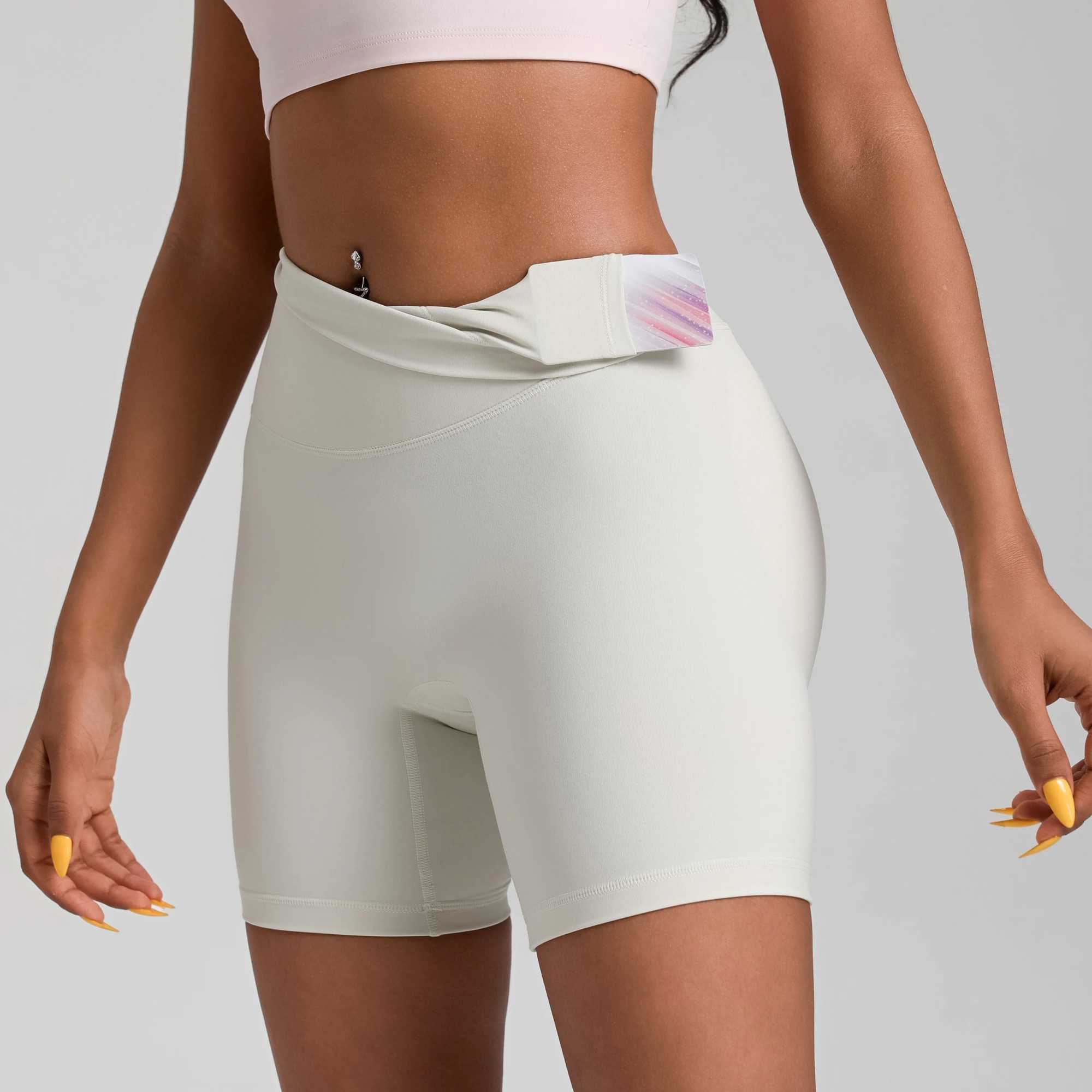 Solid Color High Waist Yoga Short Leg Bicycle Womens Fitness Exercise Short Leg Comprehensive Training Slow Running Squat Anti Lock Inner Bag Y250412