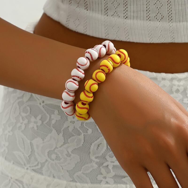 Baseball-Inspired Beaded Bracelet - Sporty and Fun Accessory