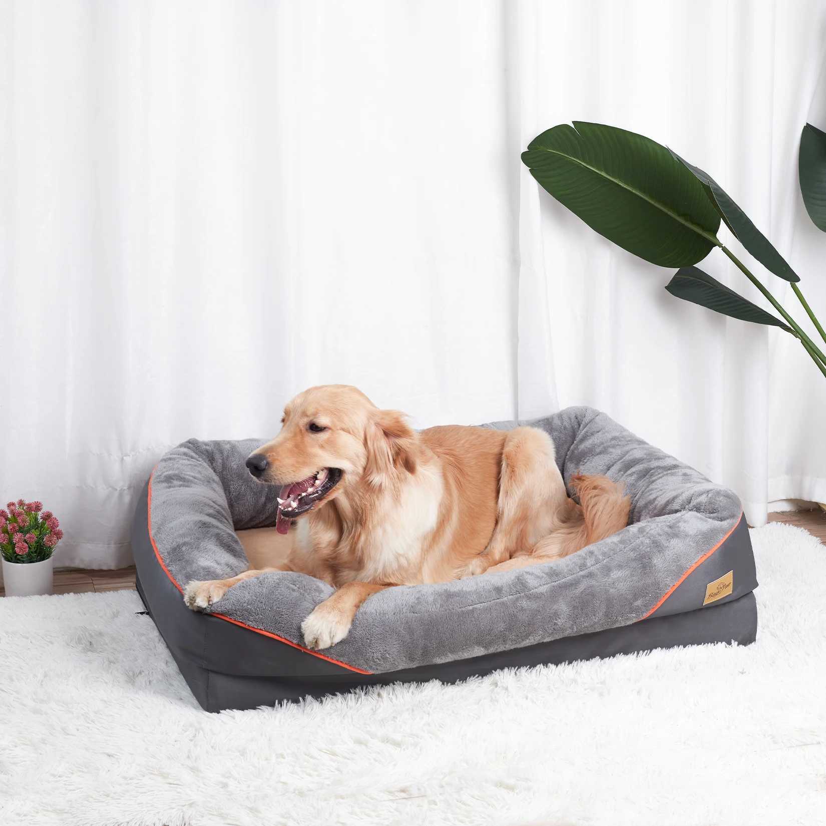Big dog bed soft and comfortable anti allergic warm wool detachable washable lid waterproof pet bed X250412