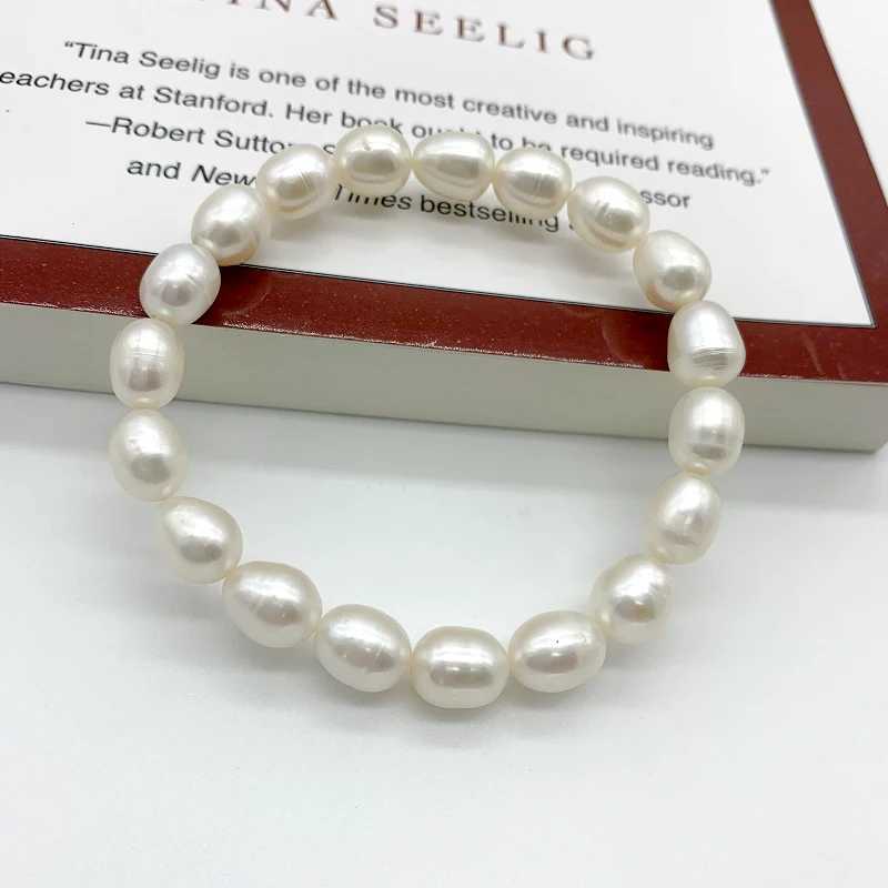 Genuine Freshwater Pearl Bracelet Elastic Cord Charm Bracelet Womens Jewelry Natural Growth Pattern GiftC250411