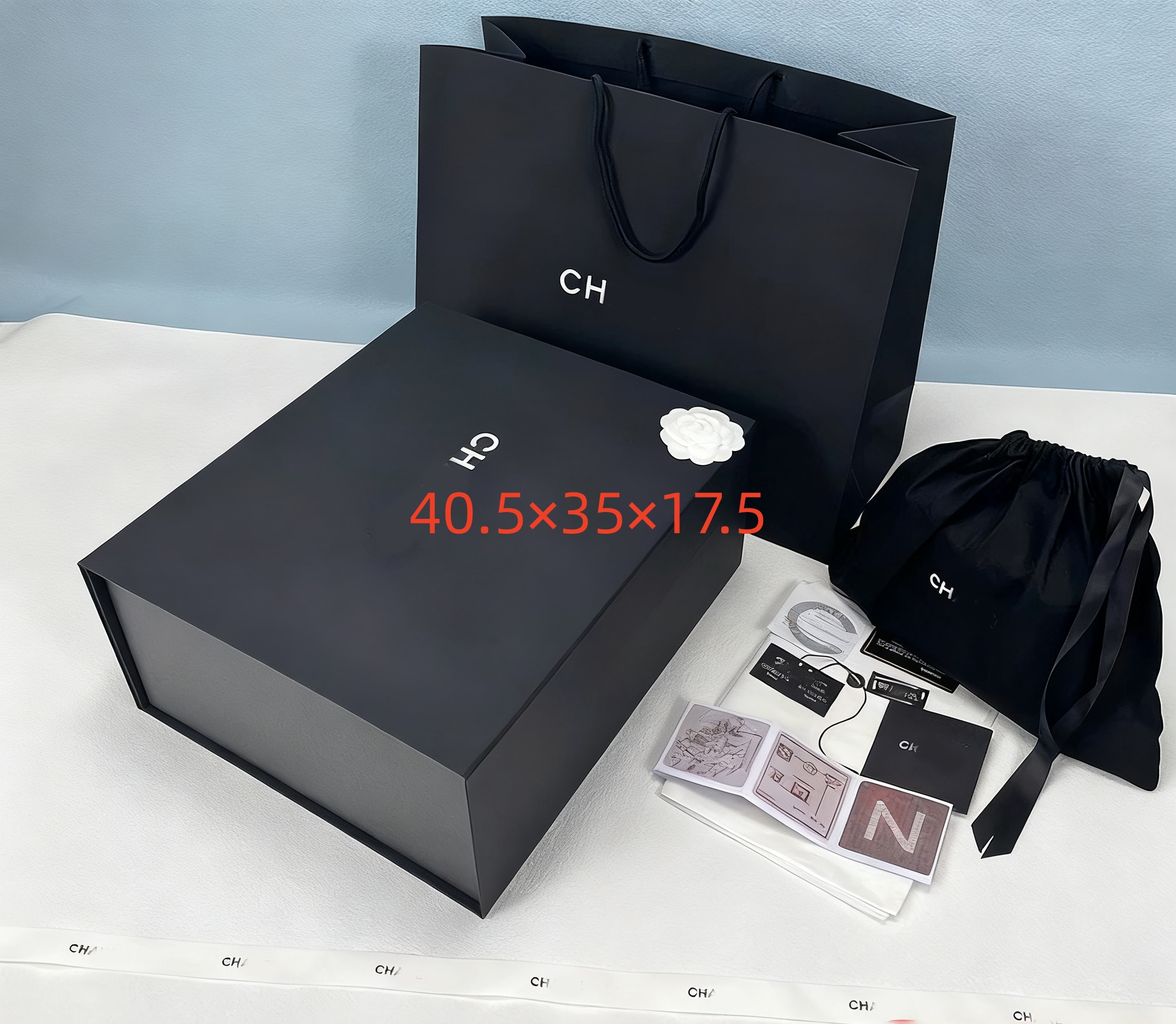 Elegant Gift Packaging Box Sets Luxury Black Paper Bag with Scarf Folding Box for Clothing Apparel Premium Gifts