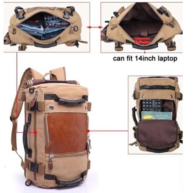 Rucksack Multifunctional Travel Bucket Men Rugzak 4 Colors Canvas College Student School Backpack 2024