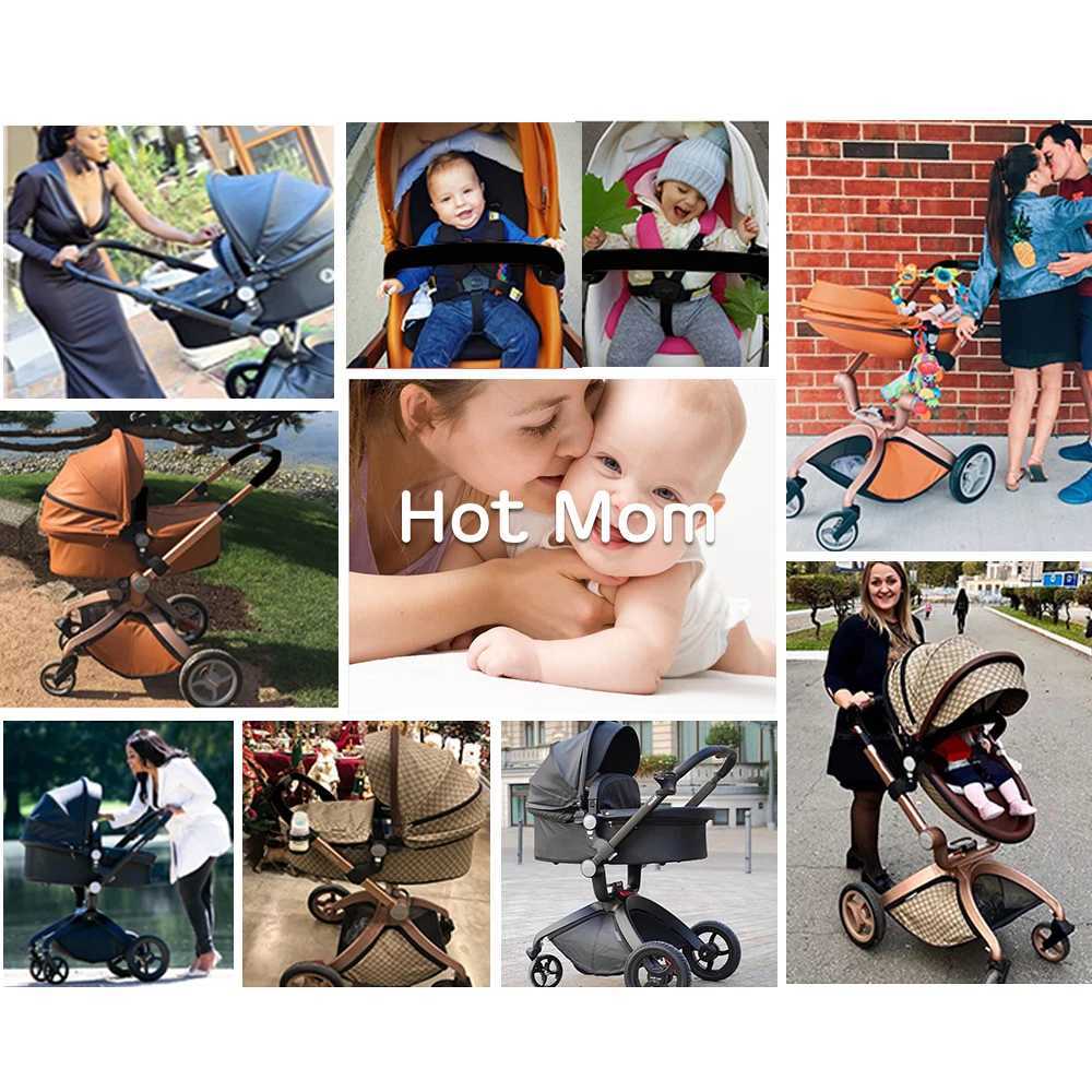 Hot Mom F22 baby stroller 3-in-1 adjustable seat aluminum frame solid rubber tires rain cover mosquito net large storage basket W250411