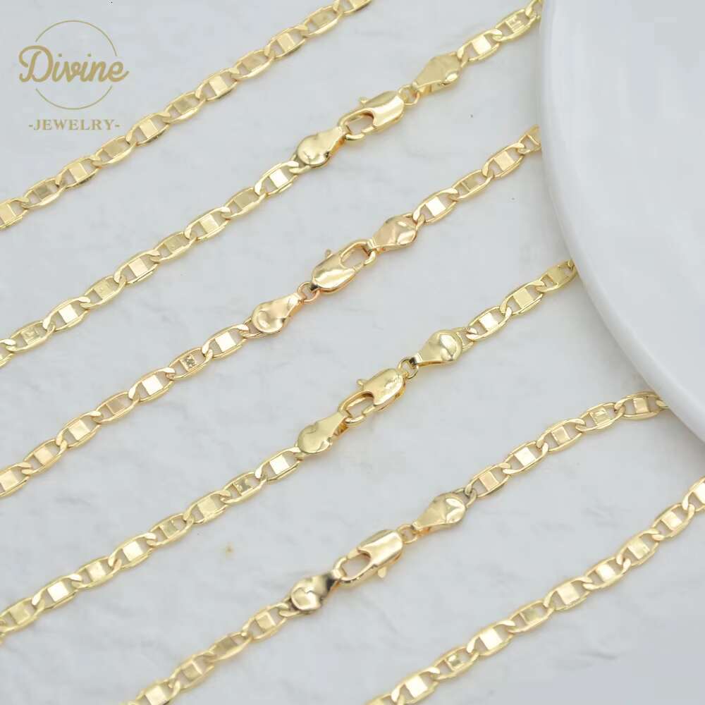 Best Sale 4mm Dubai 18k Gold Plated Fashion Chain Jewelry Necklace Copper Alloy Men Cuban Figaro Link Chain Necklace