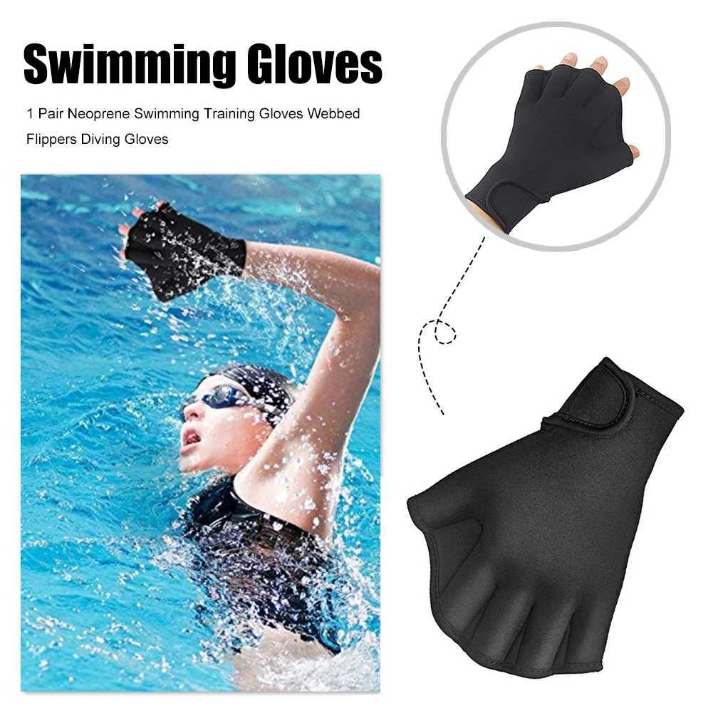 Silicone swimming fin flip cover mens childrens swimming pool sports professional training finger hand net gloves paddle equipmentY250412G