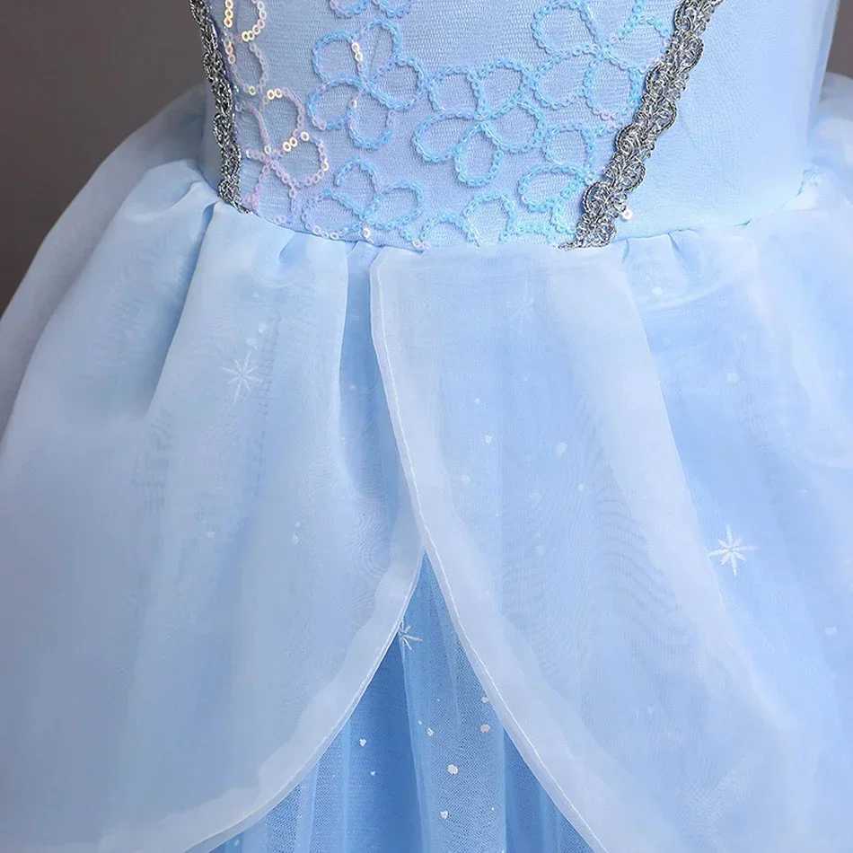 Disney Cinderella Princess Role Playing Dress Girl Childrens Ball Dress Glitter Carnival TUTU Puff Net Dress Birthday Gift Summer DressXJ250411