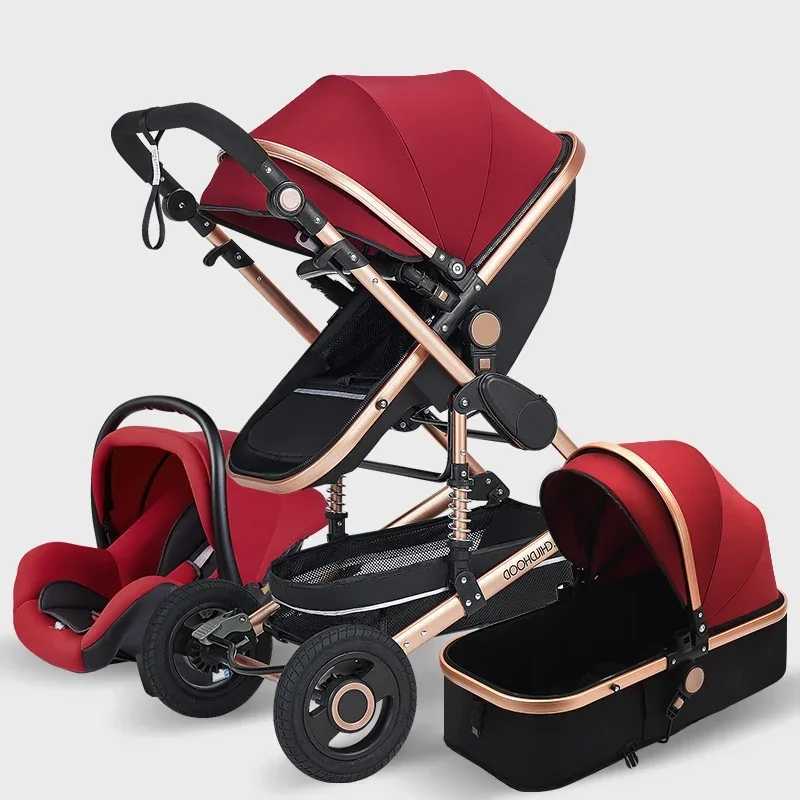 3-in-1 high landscape baby stroller with car seat pink stroller luxury travel Plam car seat and baby stroller W250411