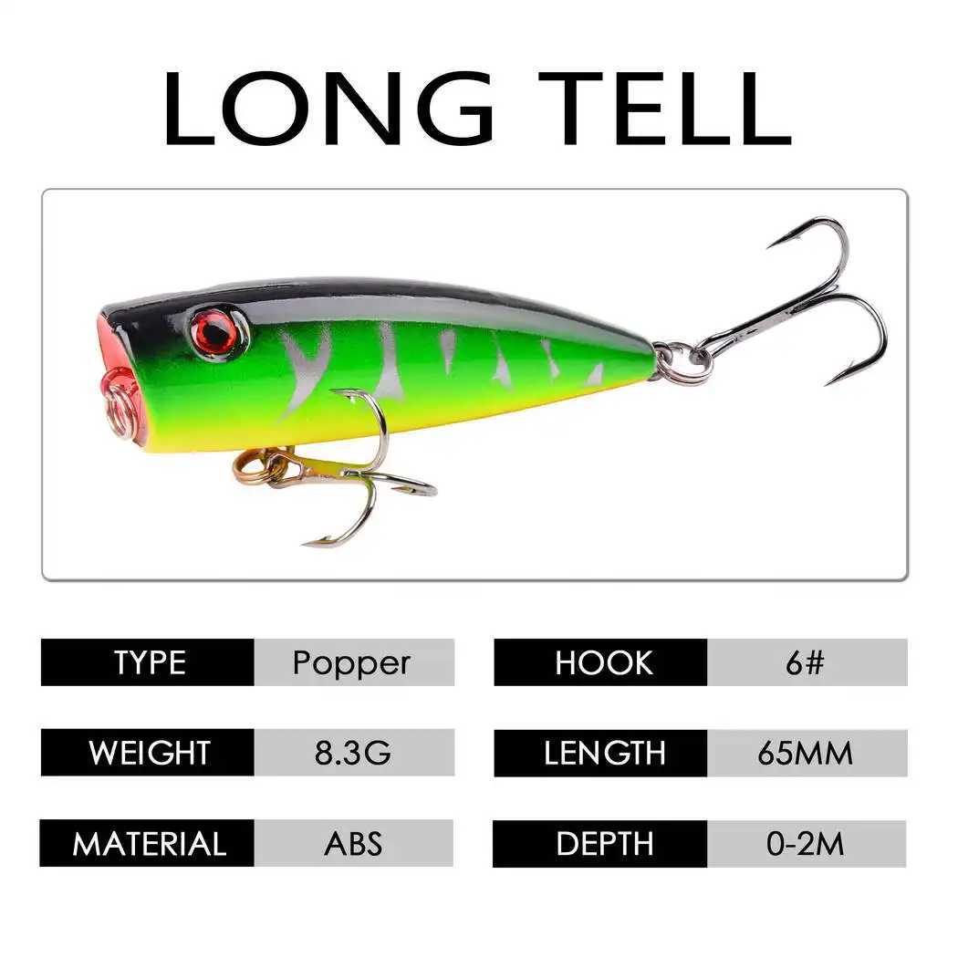 5pcs 9g 7cm Popper Fishing Lures Artificial Bait Wobblers Fishing Tackle Lure Set Carp Fishing Accessories Tools For Trout Bass Z250411