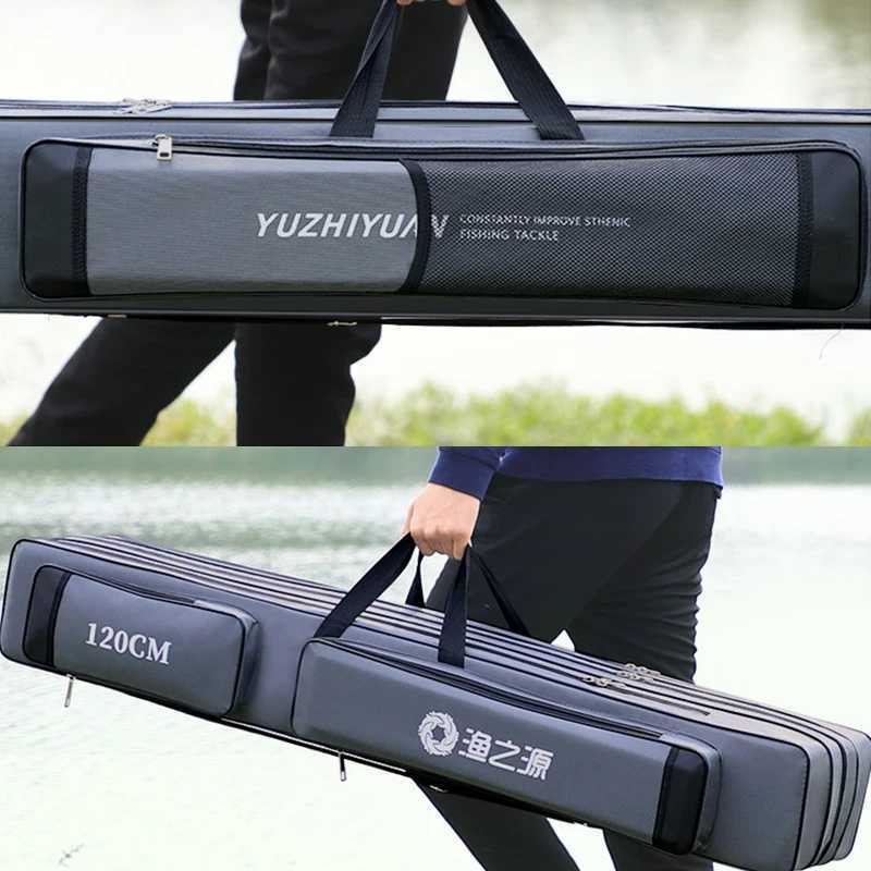 Waterproof Fishing Rod 2/3 Layer Thick Oxford Fishing Bags 120cm Fishing Pole Tools Storage Bag Large Capacity Pesca Bag XA185G Z250411