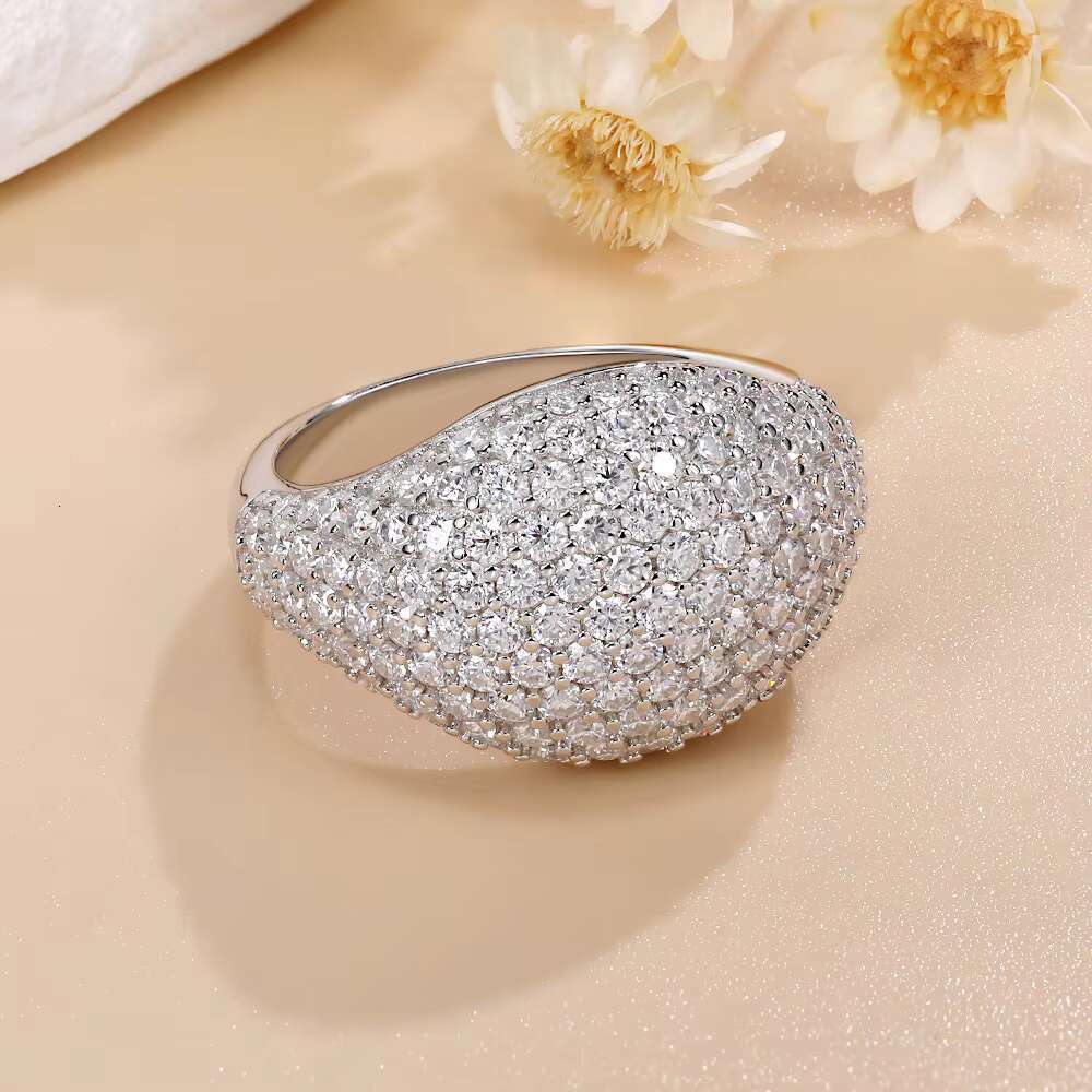 Factory Wholesale High Quality Iced Out Hiphop Ring D Color Vvs White Moissanite Diamond S925 Sterling Silver Ring