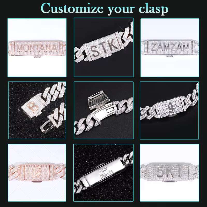 RTS Cuban Chain S925 Silver Yellow Gold Plated 3rows 20mm Cuban Link Heavy Necklace VVS Moissanite Hip Hop Chain for Rapper
