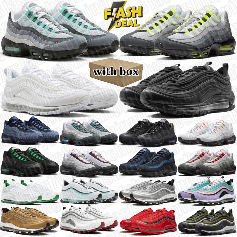 with box 95 95s designer running shoes men chaussures black white red blue green mens outdoor sports trainers