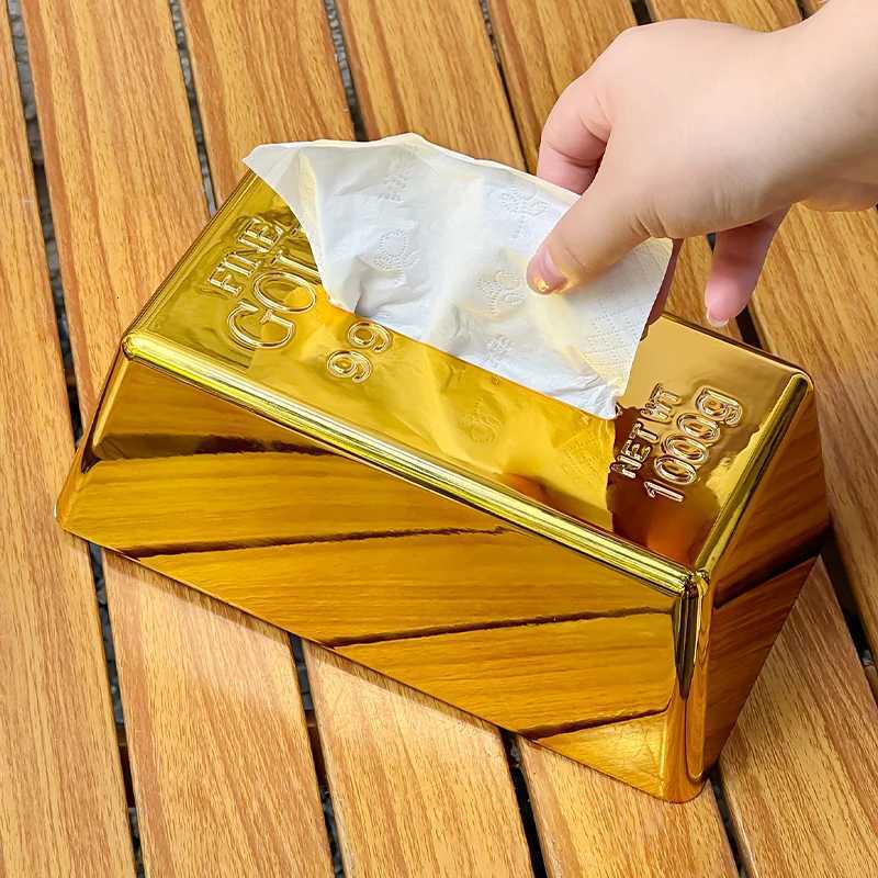 Miniso Creative Bricks Tissue Box Hotel High-End Simation Gold Bar Paper Box High-End Napkin Paper Box He Decoration Y251112