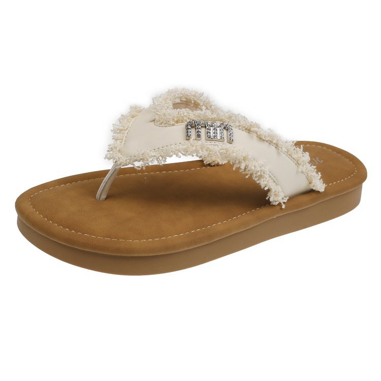 Women's 2025 summer new trend flip-flops soft soles to wear casual style seaside niche flat non-slip thick soles flip-flops